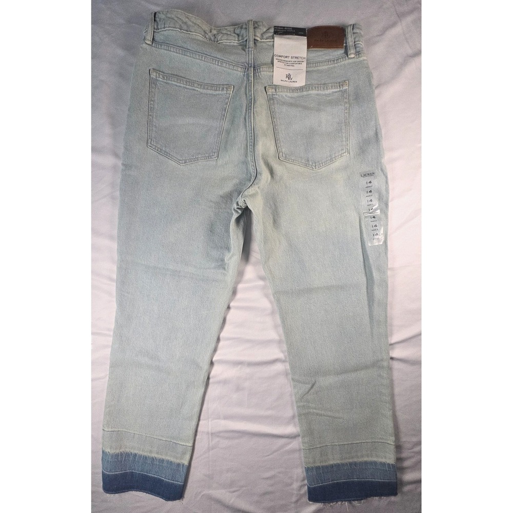 Lauren Ralph Lauren Straight Ankle Jeans Womens 14 High Rise Light Wash NWT